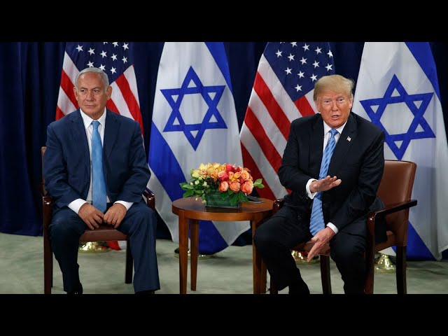 U.S. President Donald Trump greets Israeli Prime Minister Benjamin Netanyahu at the White House