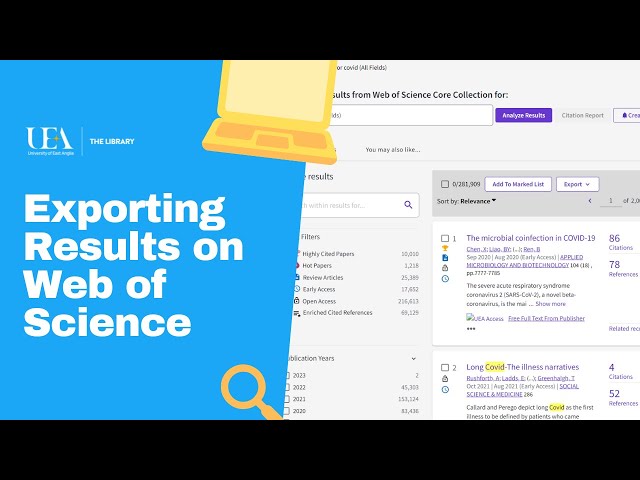 Exporting Results on Web Of Science