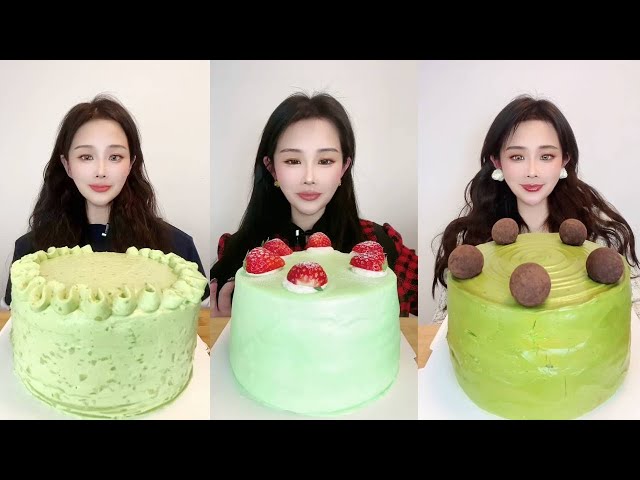 Asmr🍰Eating Matcha Cream Cake🍰 (Soft And Waxy Sound) 크림丨먹방丨Mukbang丨Satisfying丨Eatings