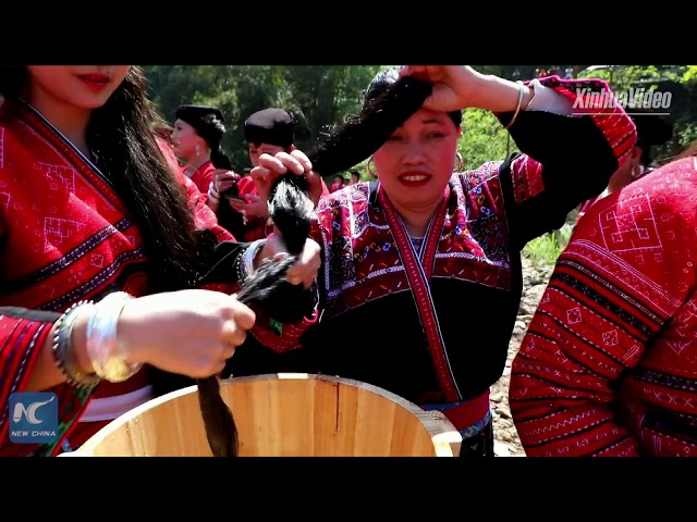 The secret of black and long hair for Yao girls in China's Guangxi