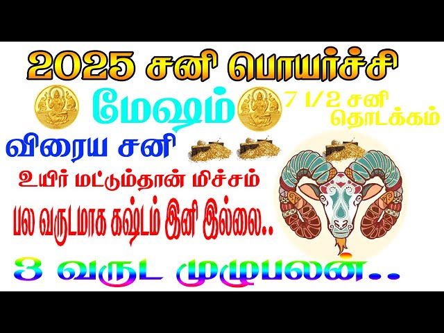 Mesha rasi | Sani peyarchi palangal 2025 to 2027 | Aries | மேஷராசி | சனிப்பெயர்ச்சி பலன்கள் 2025