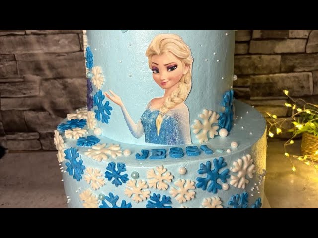 Frozen cake تورتة فروزن طابقين.  #double_tier_cake #frozen_cake