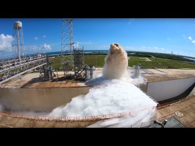 Launch Pad Water Deluge System Test at NASA Kennedy Space Center