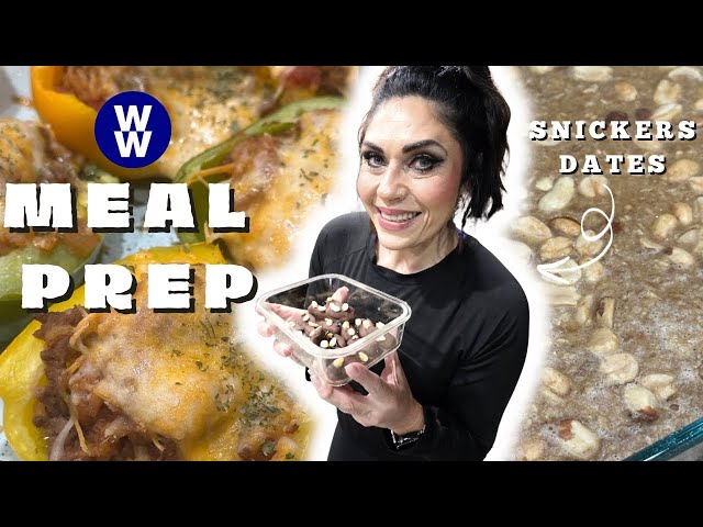 CLEAN EATING WW MEAL PREP FOR WEIGHT LOSS - PB BAKED OATMEAL - STUFFED PEPPERS & SNICKERS DATES!