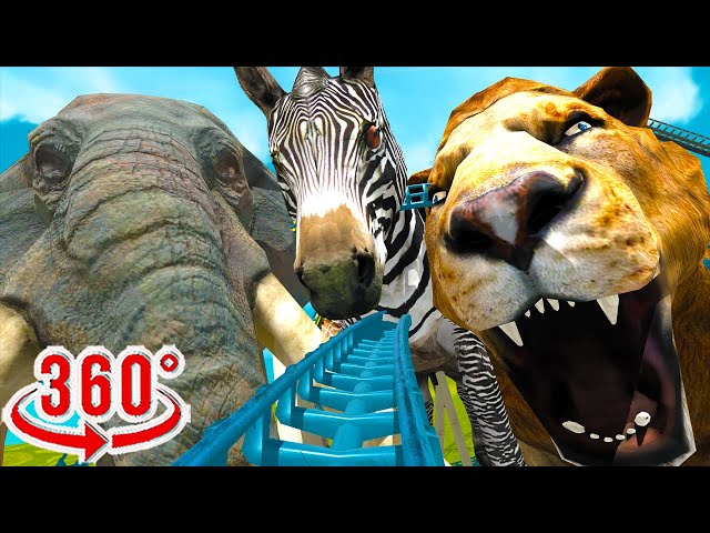 360° Elephant Lion Gorilla Funny Roller Coaster VR