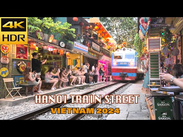 (4K HDR) Hanoi Walking Tour With Train Street Cafe - Vietnam 2024