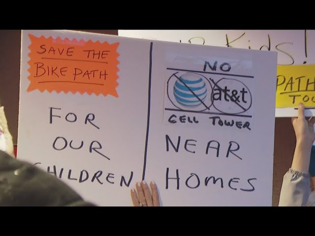 La Jolla community members protest against proposed 5G cell tower along bike path