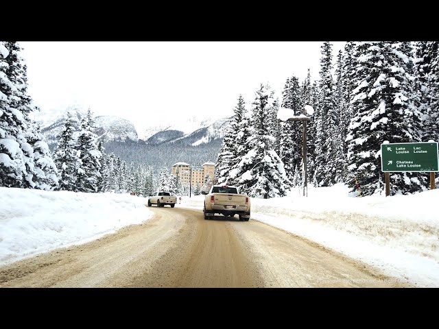 [4K] Banff National Park - Scenic Winter Drive from the Town of Banff to Lake Louise🇨🇦Alberta Canada