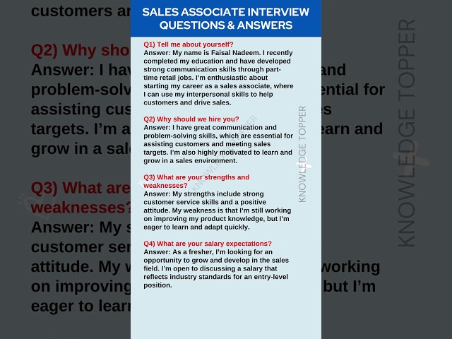 Sales Associate Interview Questions and Answers