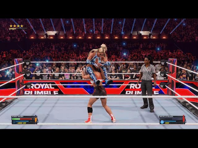 WWE 2K24 Royal Rumble PPV-Ronda Rousey Squashes Michelle McCool to become NEW Women's Champion