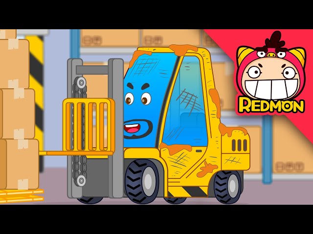 Forklift with broken fork | Easy Clean Repair Shop | 4K Cartoons | REDMON