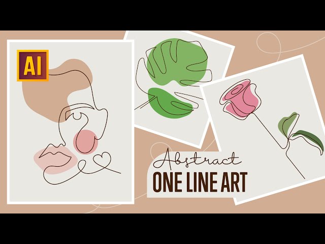 HOW TO MAKE A ONE LINE ART DESIGN : FACE, ROSE, TROPICAL LEAF. ADOBE ILLUSTRATOR TUTORIAL.