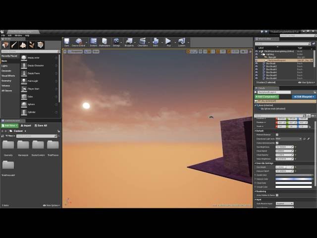 Unreal Engine 4 - [1-04] Making outside lighting/sky scene (Beginner) (v4.13)