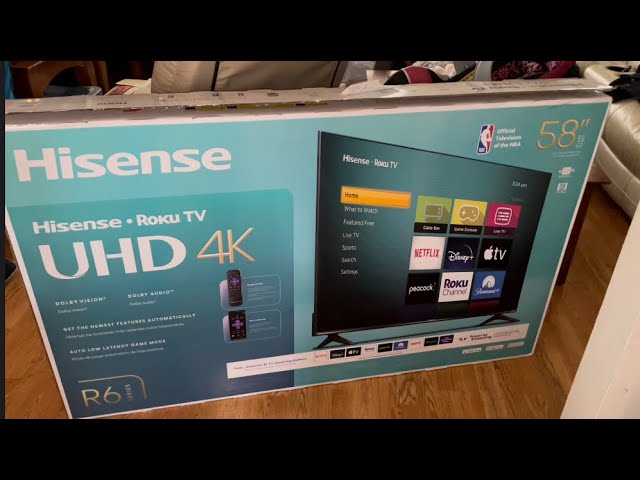 Unboxing Hisense 58" Class 4K UHD LED LCD Roku Smart TV HDR R6 Series #fun Gift for myself #happy