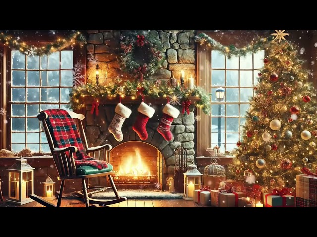 Cozy Fireplace Christmas TV Art with Snow | Relaxing Christmas Music