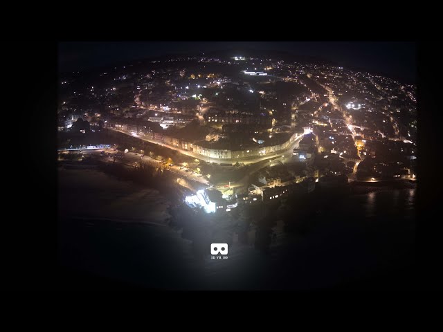 VR 180 Night Flying over St Ives Bay  8K 3D