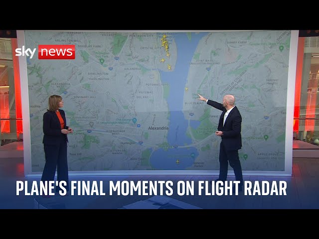 Washington DC crash: Flight radar shows plane's final moments in air