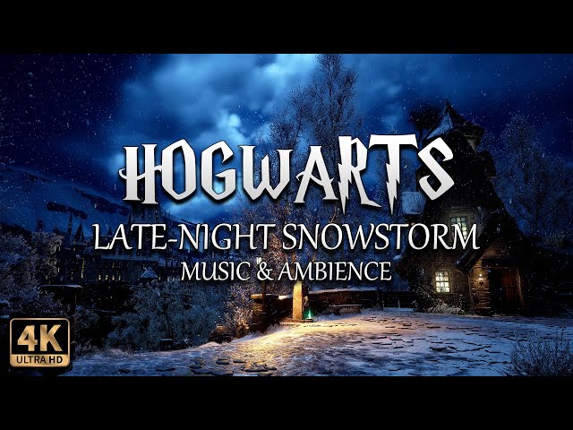 A Late-Night Snowstorm at Hogwarts | 4K Harry Potter Music & Ambience