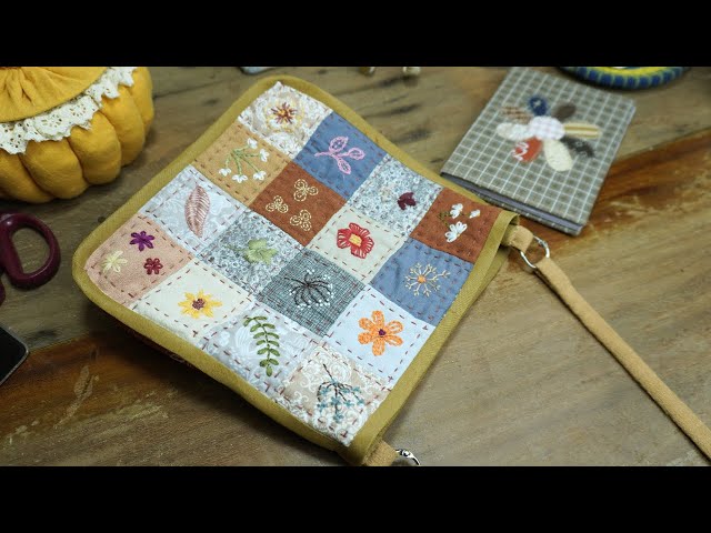 Patchwork Idea: A Crossbody Bag Made from Fabric Scraps and Basic Hand Embroidery Stitches