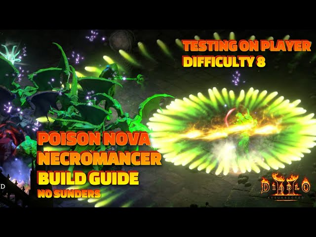 POISON NOVA NECROMANCER BUILD GUIDE😎Testing on Player Difficulty 8 without Minions and Sunders - D2R