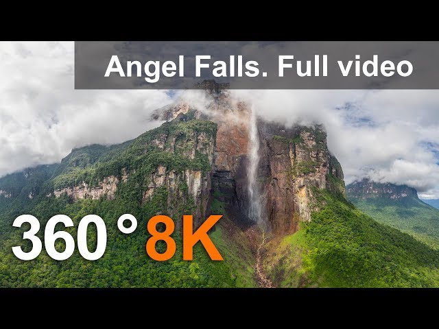 360°, Angel Falls, Venezuela. Aerial 8K video