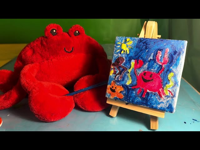 How to mix primary colours, and paint an underwater scene | Art tutorials for kids | @KidsPlushies