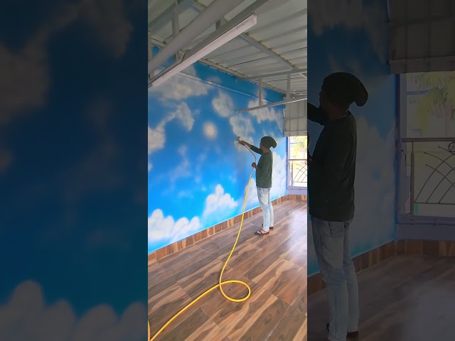 sky wall painting 😍😱😱 #shorts #short #drawing #art