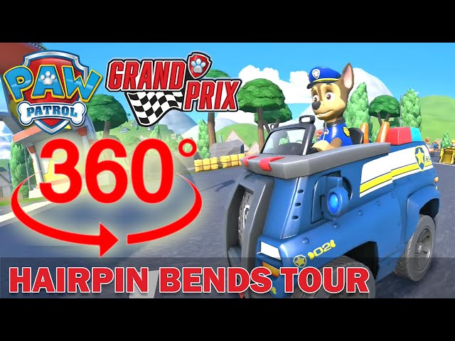 360° VR, Hairpin Bends Tour - Adventure Bay, Chase, PAW Patrol: Grand Prix, Walkthrough, Gameplay