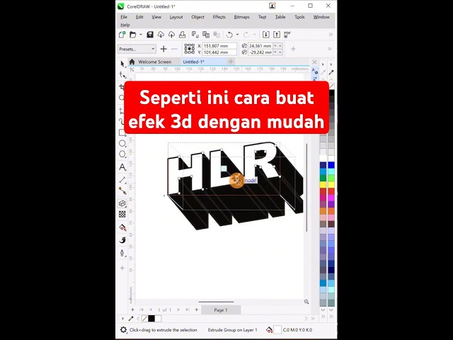 Cara Mudah Buat Text 3D di CorelDraw #tutorial  #coreldraw #design