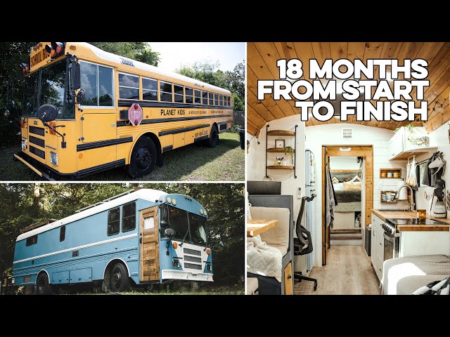 Young Couple Converts an Old School Bus into a BEAUTIFUL Tiny Home | Amazing Skoolie Dream Home