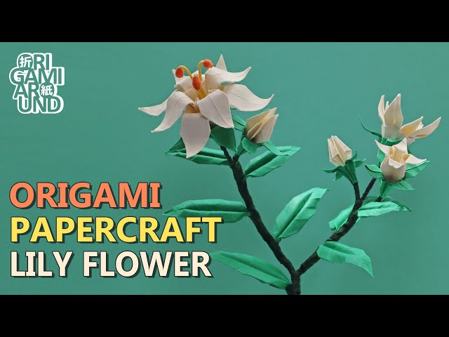 ORIGAMI FLOWER 🌸🌼🌻 How to make a lily with stem and buds