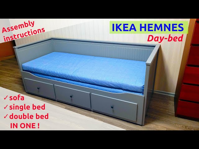 IKEA HEMNES day-bed with 3 drawers - sofa, a single bed, a double bed in one. Assembly instructions.