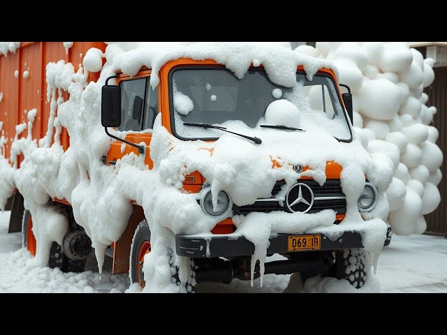 Enjoy Satisfying Truck Wash Video with Trending Music | Orange Mercedes-Benz Truck Wash