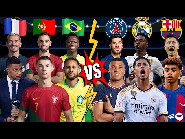 FRANCE PORTUGAL ENGLAND 🆚 PSG BARCELONA MAN CITY | Ronaldo Mbappe Messi🔥