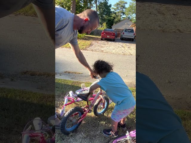 Toddler Learning how to ride a Bike for the first Time  Amazing Neighbor toke our their training bik