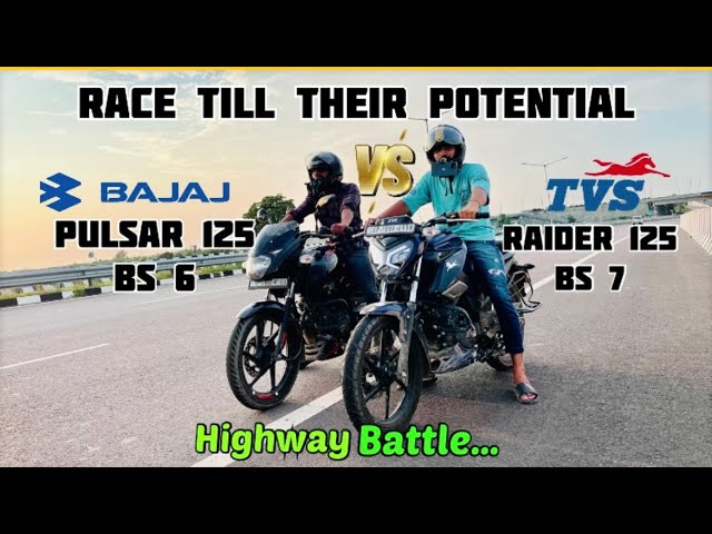 Bajaj Pulsar 125 Vs Tvs Raider 125 Drag Race|Race Till Their Potential |Highway Battle who will win?