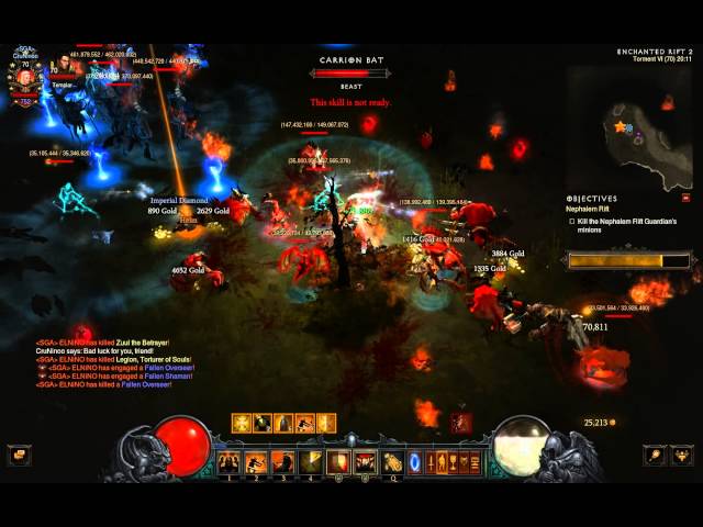 Diablo 3 Patch 2.2 PTR Roland Sweep attack build with Denial shield.