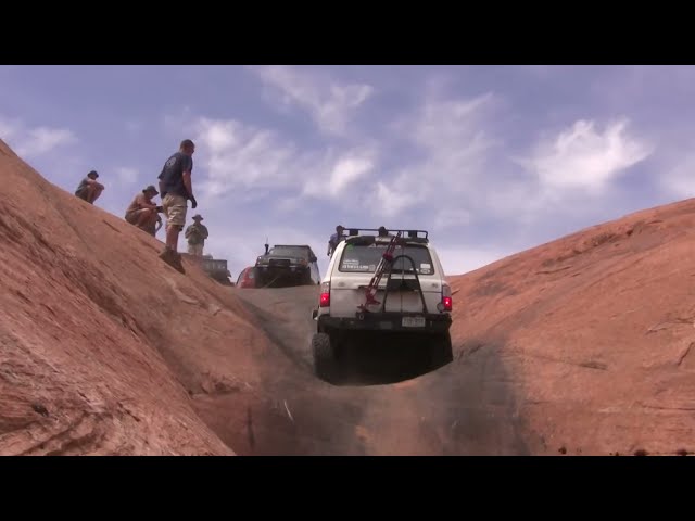 Ige Driving Escalator in Moab Utah.  The vehicle is a 1995 FZJ80 Toyota Land Cruser