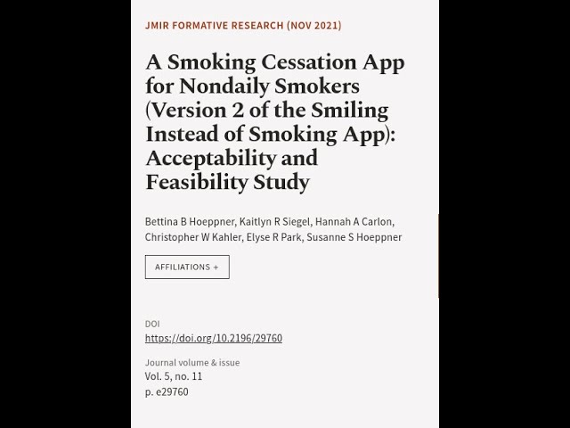 A Smoking Cessation App for Nondaily Smokers (Version 2 of the Smiling Instead of Smo... | RTCL.TV