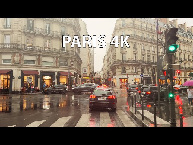 Paris 4K - Summer Rain - Driving Dowtown