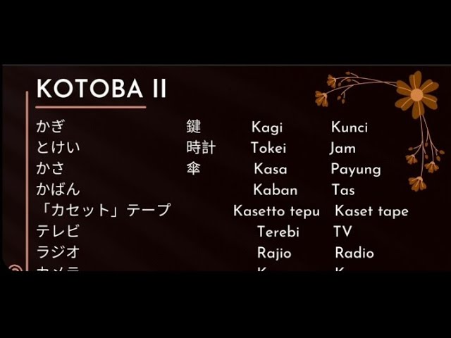 yuk belajar 42 kosa kata bahasa jepang buat pemula ( N5 ) #part 2