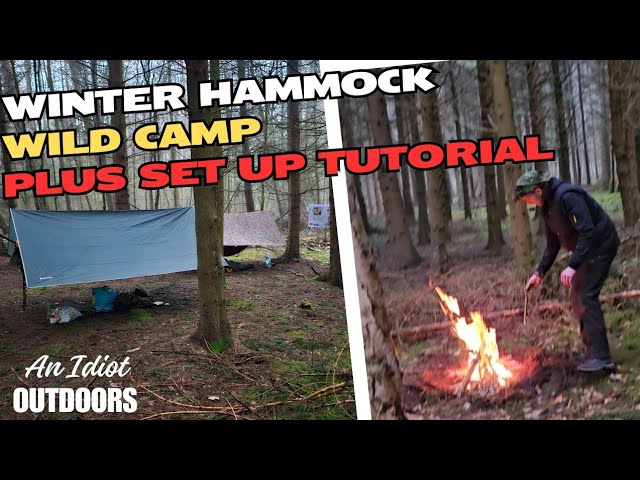 Winter hammock woodland camping in the rain with Ryan