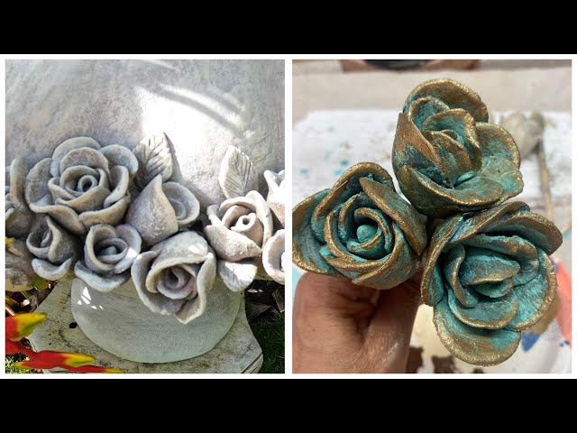 Concrete Art. Cement Craft Ideas. Make Roses with Cement Project