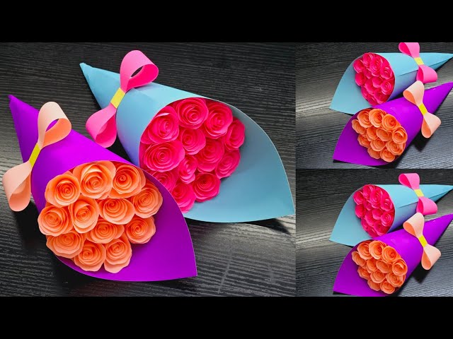 How To Make A Stunning Paper Flower Bouquet | DIY Gift Idea | Valentine's Day Craft | Paper flowers