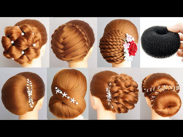 TOP 7 Most Beautiful Bun Hairstyles Using 1 Donut | Easy Hairstyles For WOMEN In WEDDING