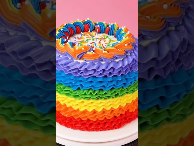 Reverse Rainbow Buttercream Cake, Satisfying Video Top Cake /#cake #shorts #viralvideo