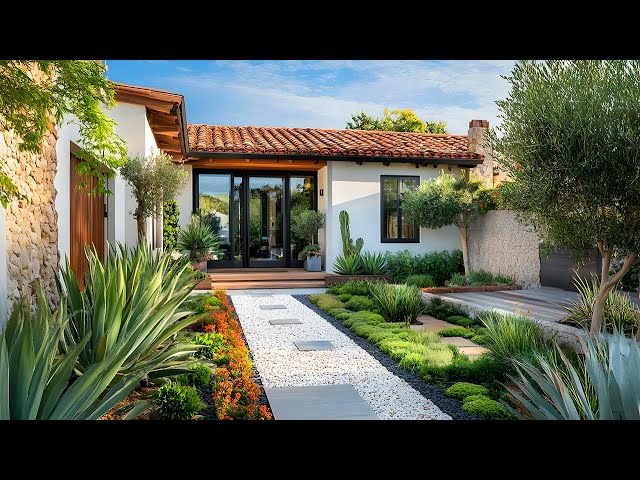 Modern Simple Living: Elegant Mediterranean Home with Courtyard & Inspiring Gravel Garden Ideas