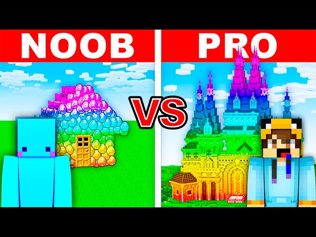 NOOB Vs PRO: ¡Desafío de construcción de CASA ARCOIRIS moderna en Minecraft! | Danycopetin🌈