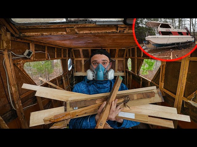 Replacing The ROTTEN Frame In My HOUSEBOAT!! (Part 2)