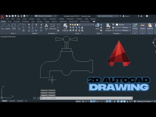 AutoCad 2d Practice Drawing | For Beginners